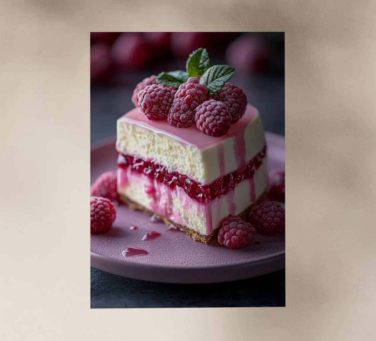cheesecake ai lamponi pellicola backlit da Luke Yaeger