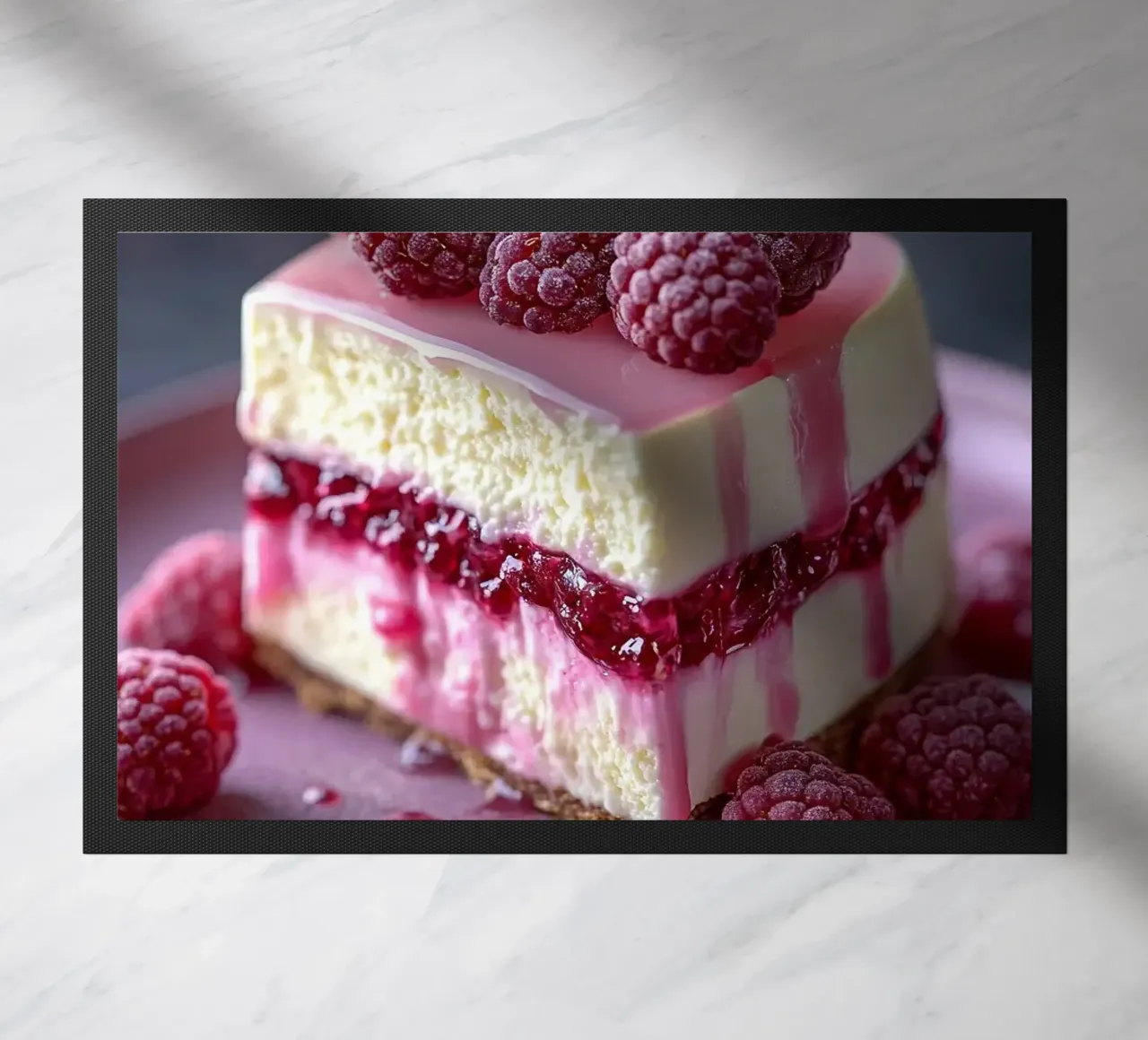 raspberry cheesecake doormat by Luke Yaeger