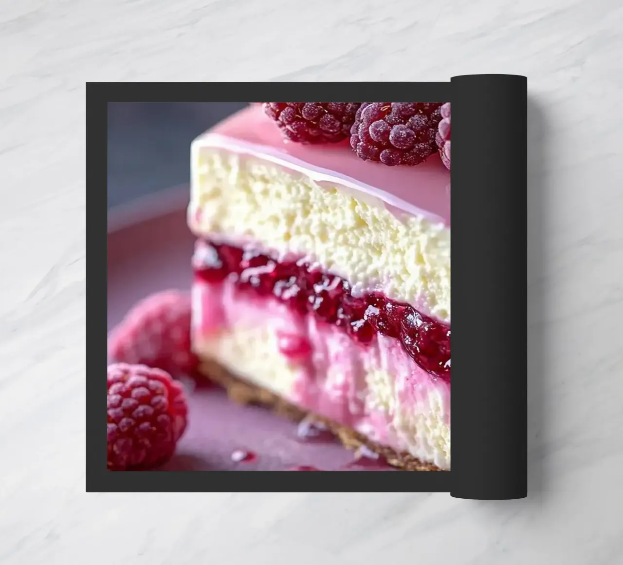 raspberry cheesecake doormat by Luke Yaeger