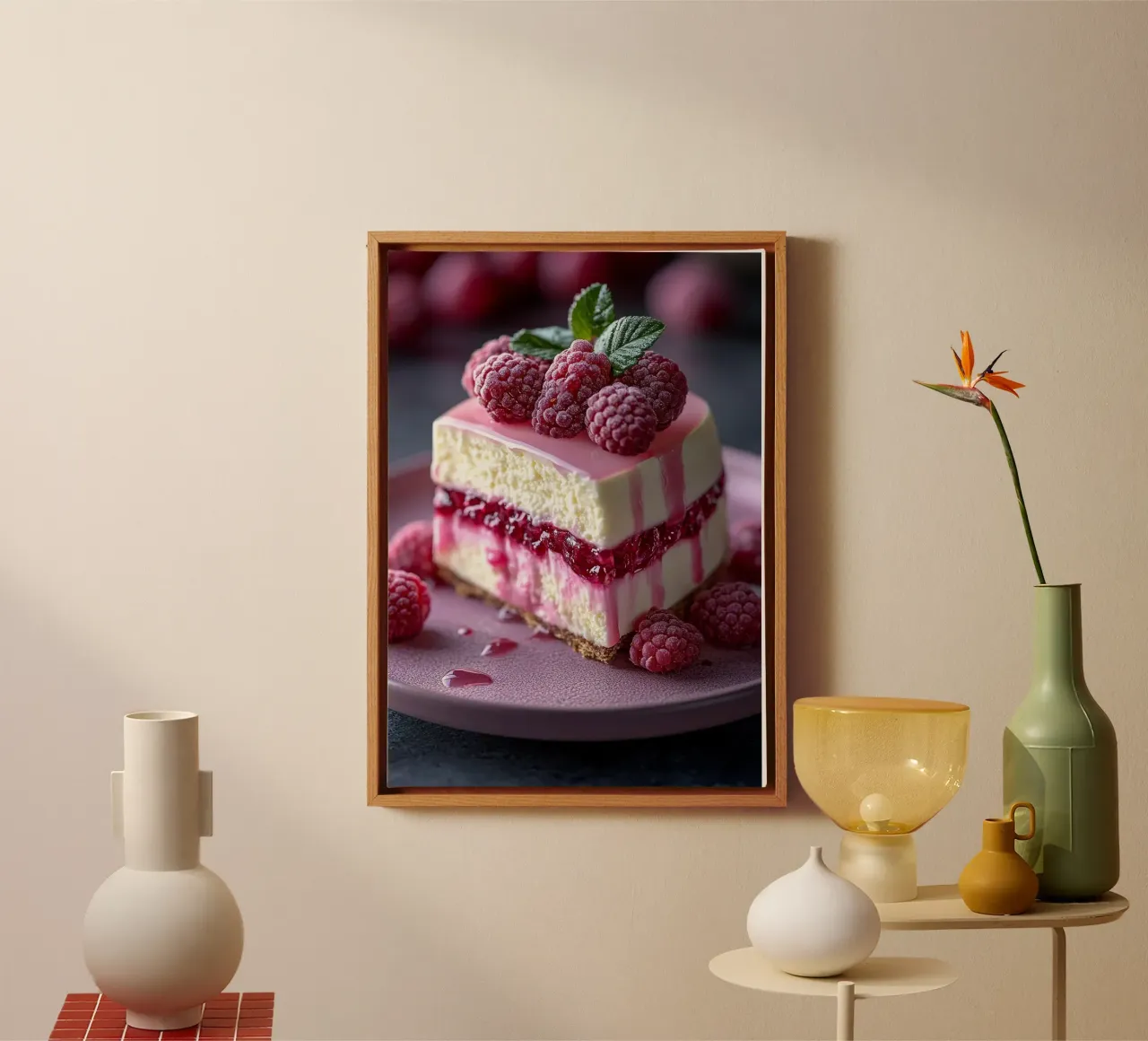raspberry cheesecake canvas with Floater frame by Luke Yaeger