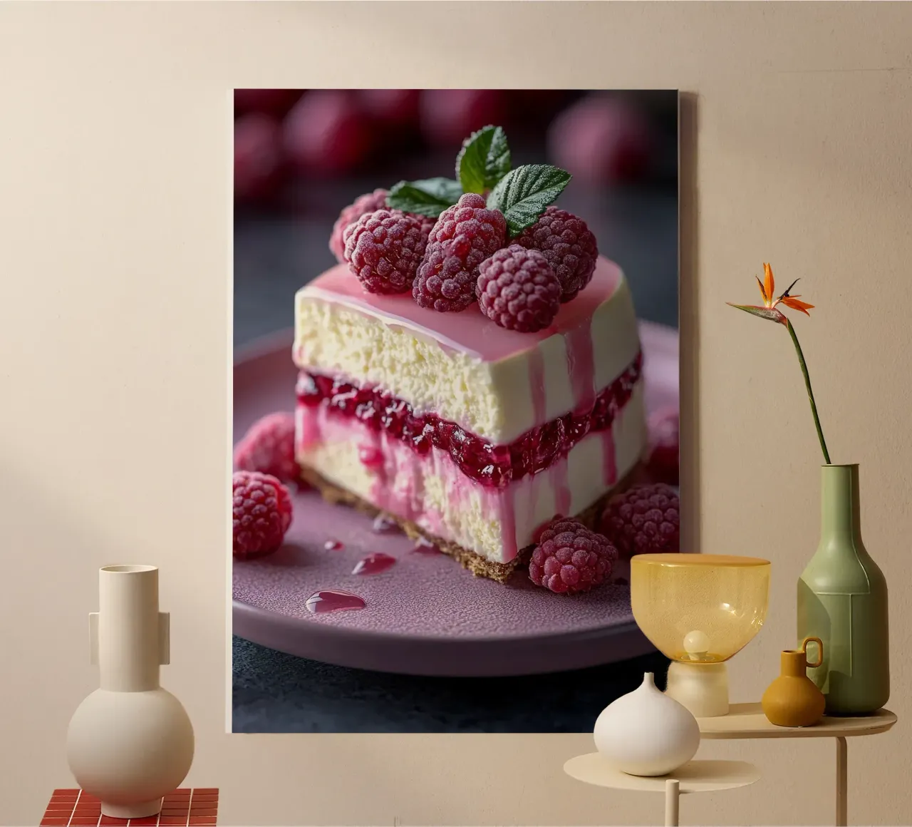raspberry cheesecake canvas with Floater frame by Luke Yaeger