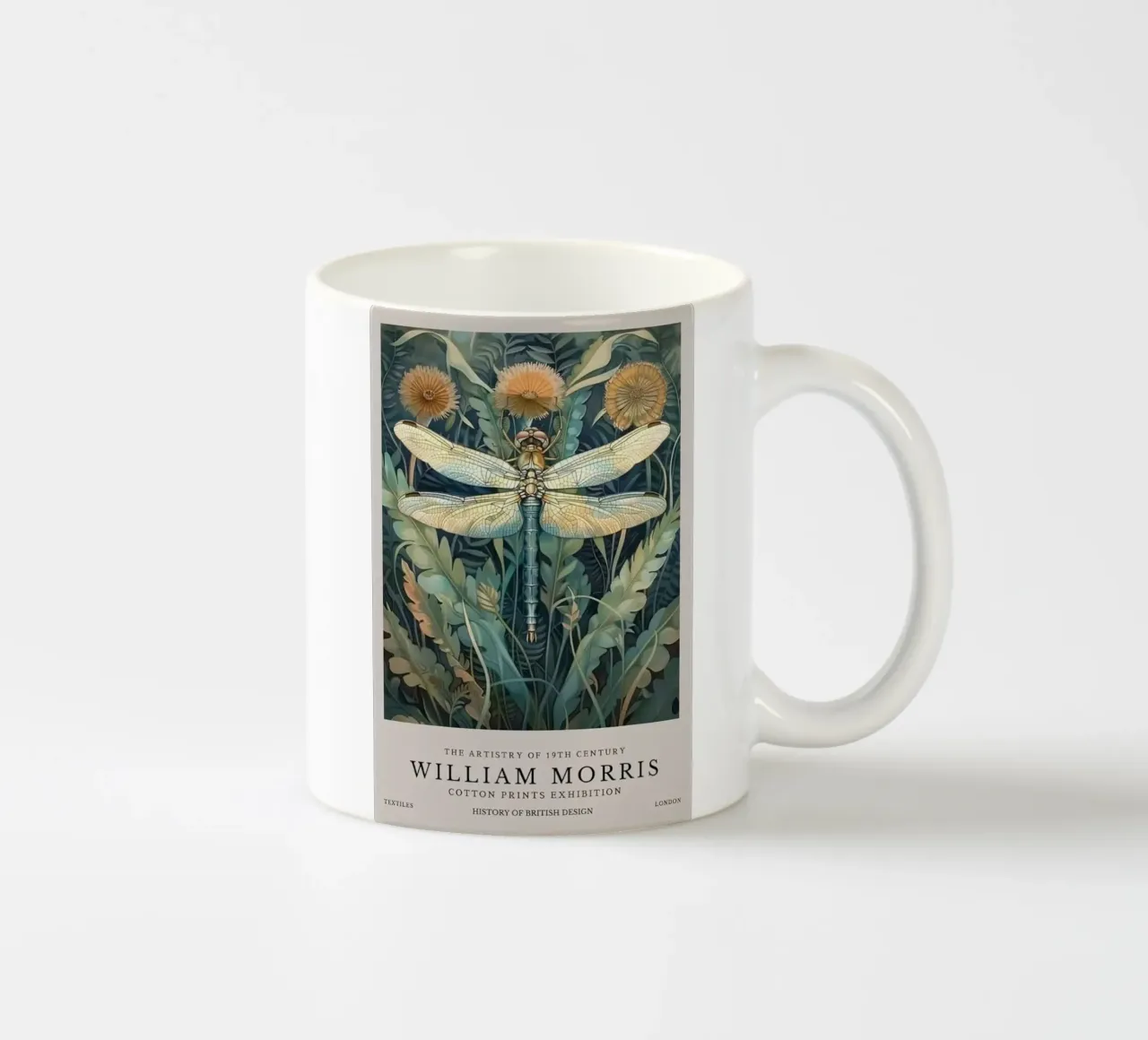 stampa d'arte sulla libellula di william morris tazza in ceramica da komo store
