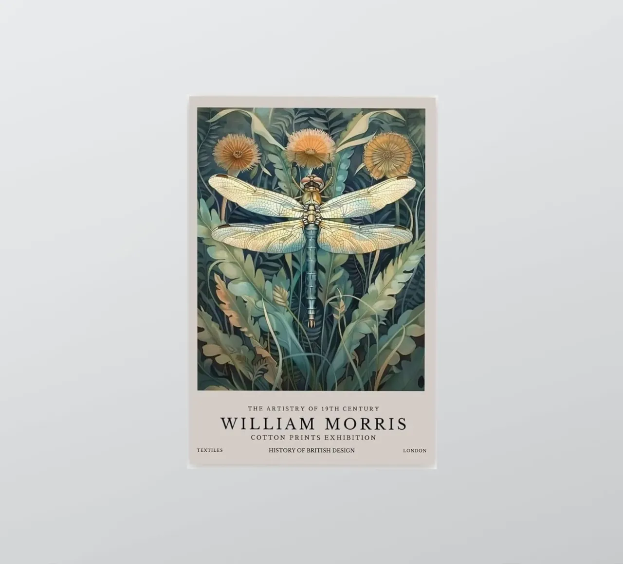 william morris dragonfly art print sticker by komo store