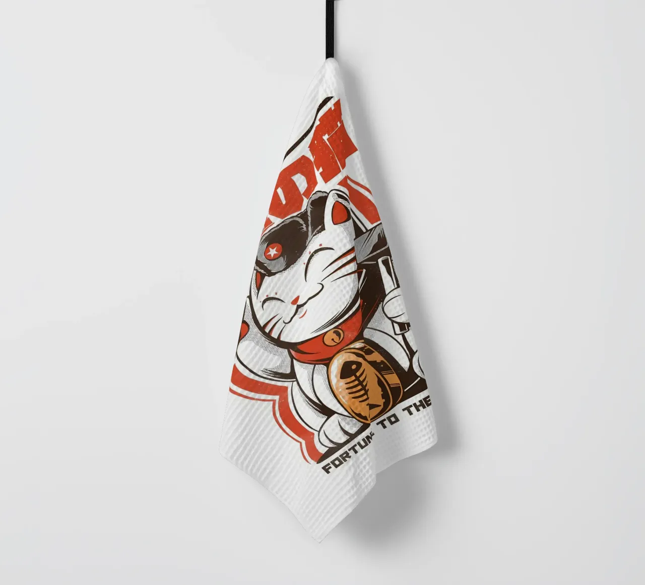 maneki-neko chat chanceux chat marteau faucille étoile béret rouge cout torchon de Ashish Kashyap