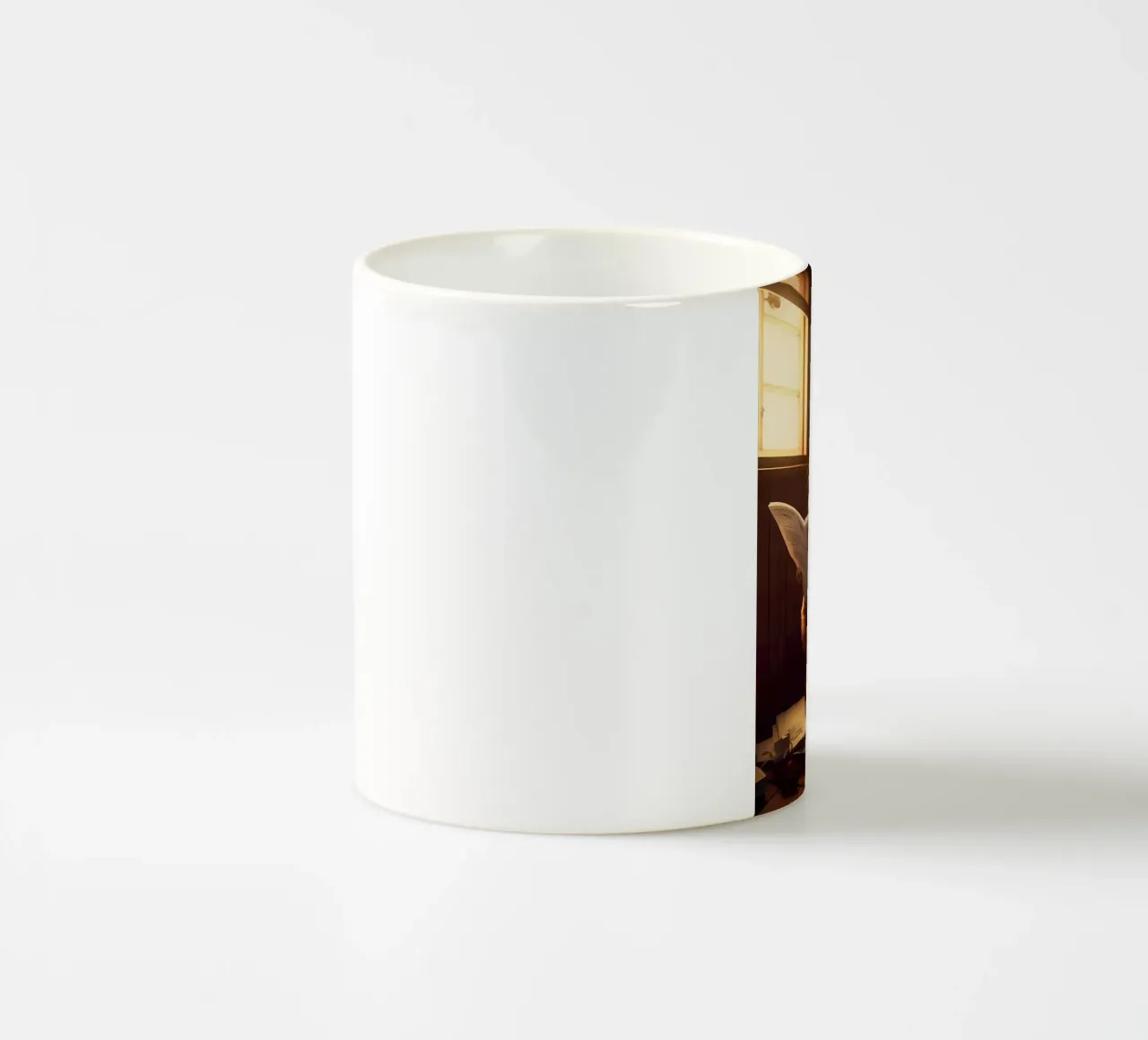 cat toilet newspaper window wooden walls sunlight sitting re ceramic mug by Ashish Kashyap