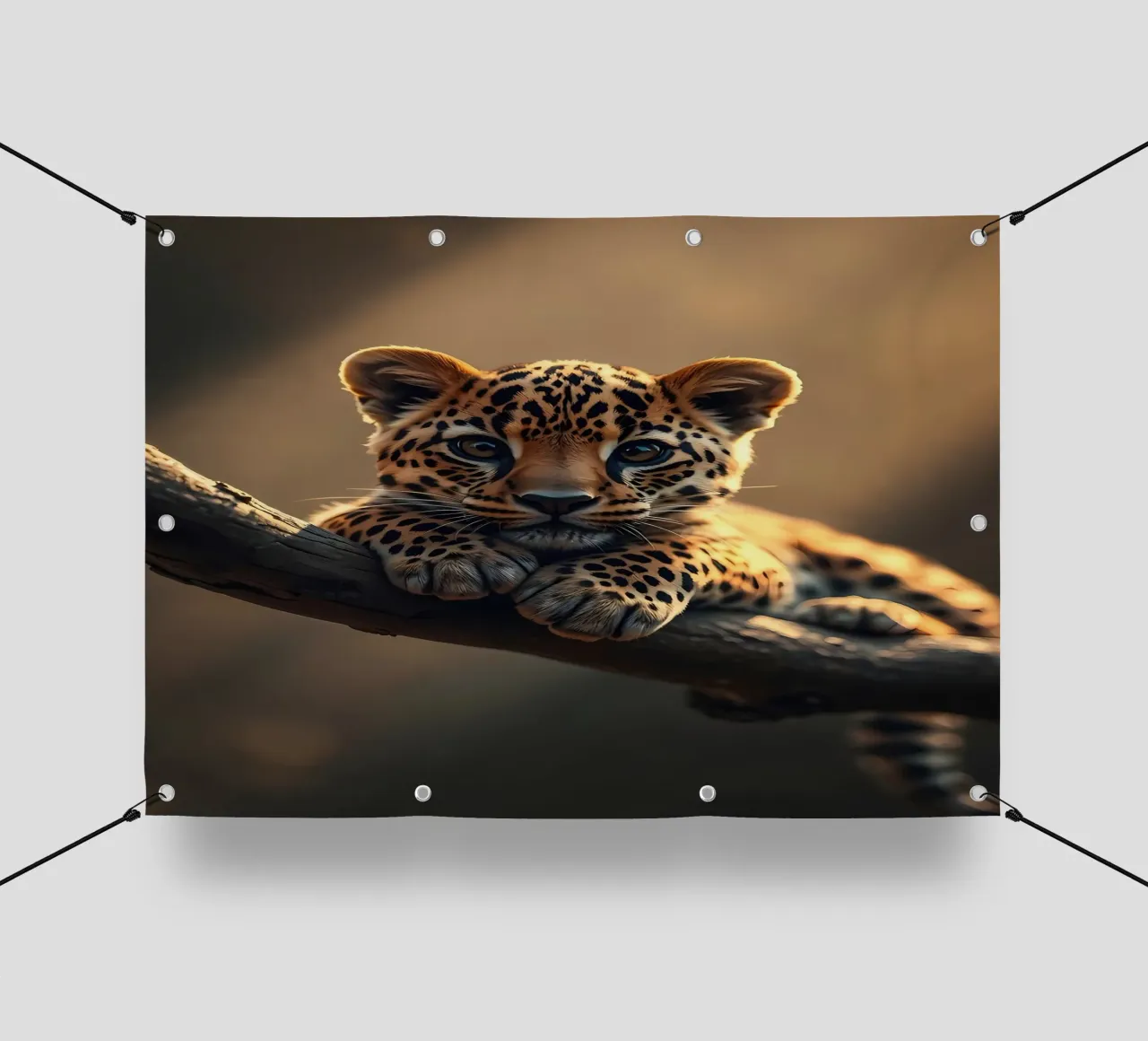 cucciolo di leopardo ramo albero macchie pelliccia fauna selvatica giungla animale nat telo in pvc da Ashish Kashyap