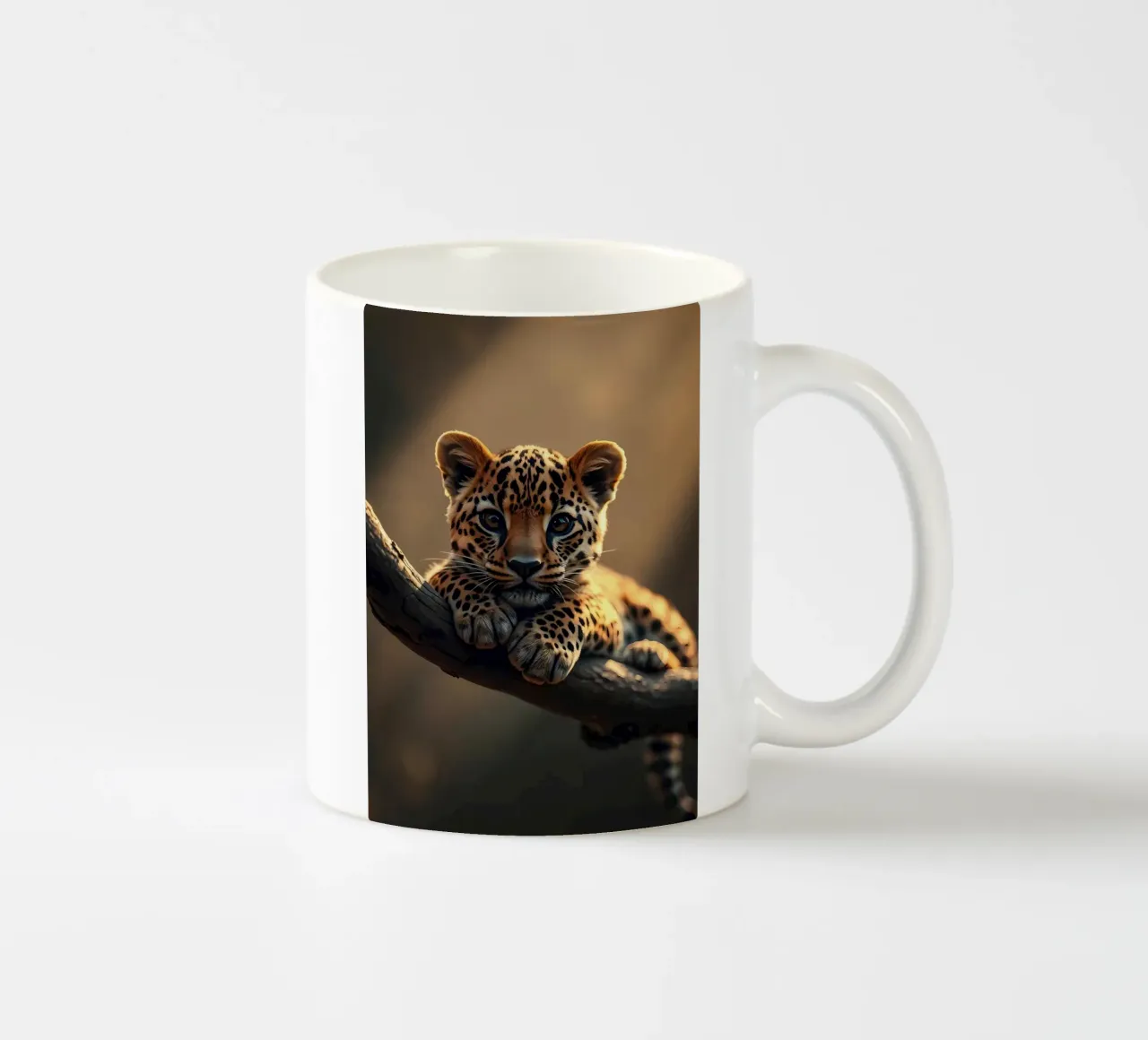 cucciolo di leopardo ramo albero macchie pelliccia fauna selvatica giungla animale nat tazza in ceramica da Ashish Kashyap