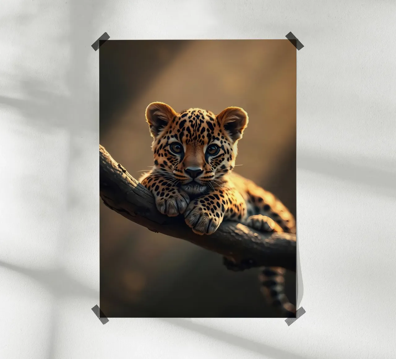 cucciolo di leopardo ramo albero macchie pelliccia fauna selvatica giungla animale nat carta hahnemühle da Ashish Kashyap