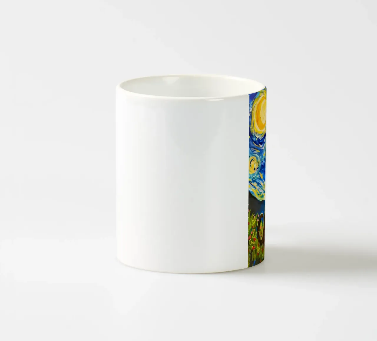 gatti cielo stellato notte scena vorticosa modelli luna fiori f tazza in ceramica da Ashish Kashyap