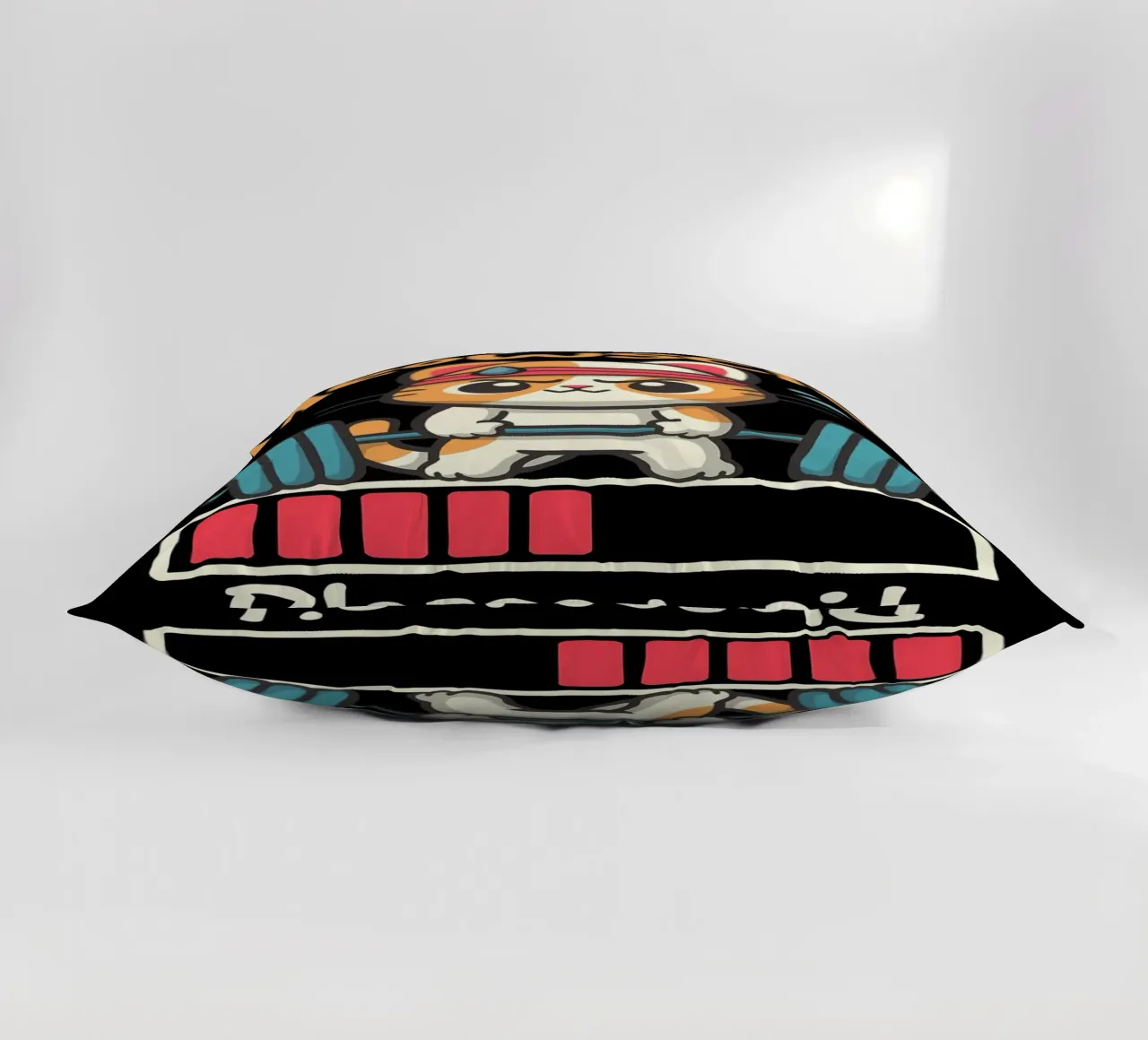 cat dumbbell headband lifting weights exercise sweat loading decorative cushion by Ashish Kashyap