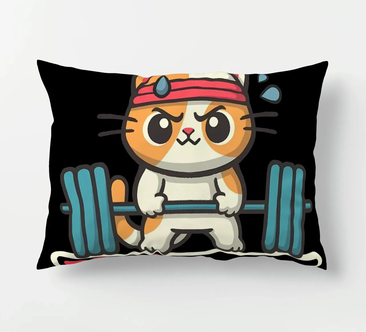cat dumbbell headband lifting weights exercise sweat loading decorative cushion by Ashish Kashyap