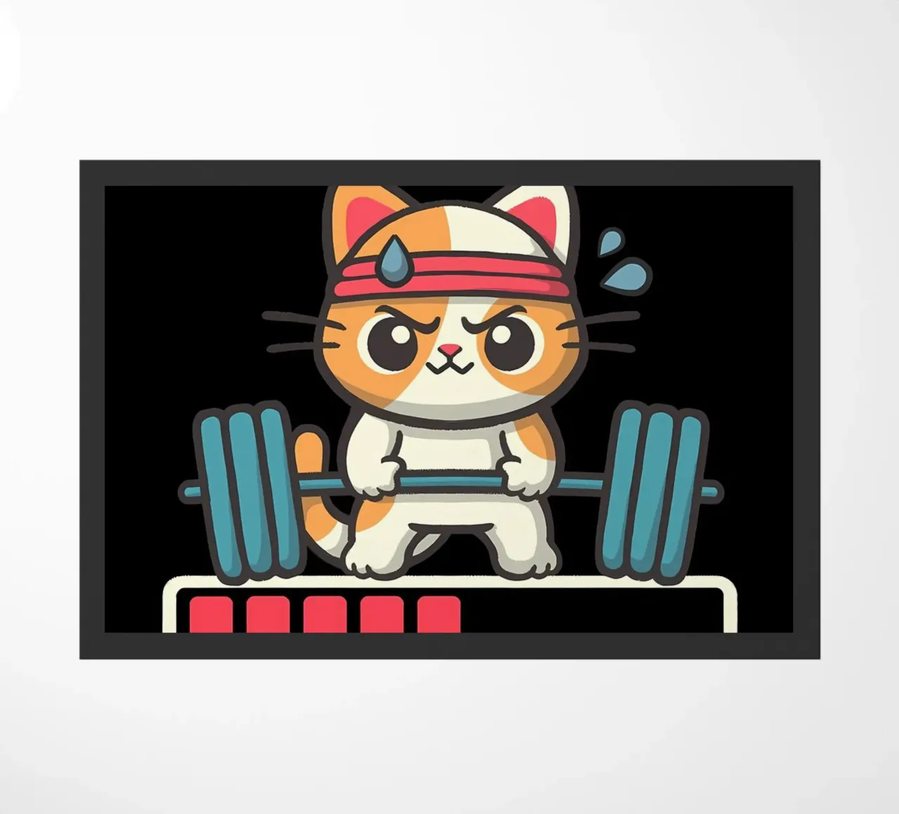 cat dumbbell headband lifting weights exercise sweat loading doormat by Ashish Kashyap