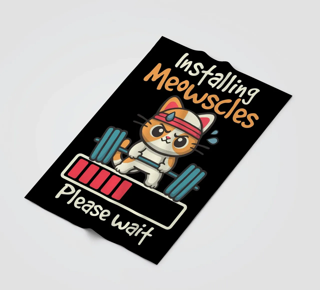 cat dumbbell headband lifting weights exercise sweat loading fleece blanket by Ashish Kashyap