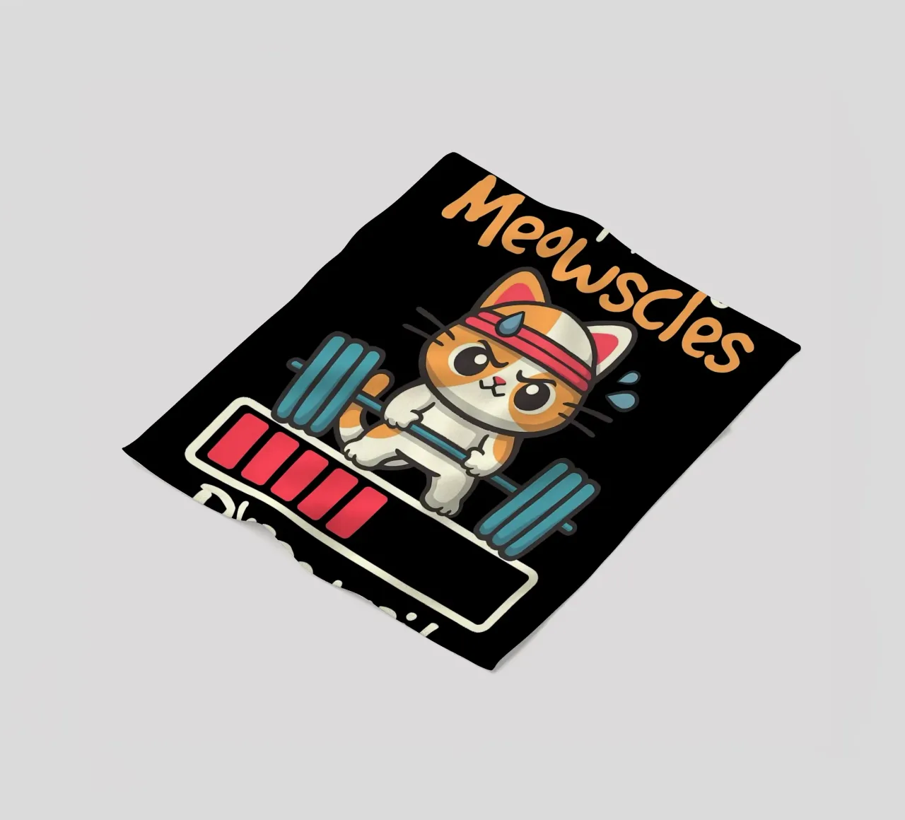 cat dumbbell headband lifting weights exercise sweat loading fleece blanket by Ashish Kashyap