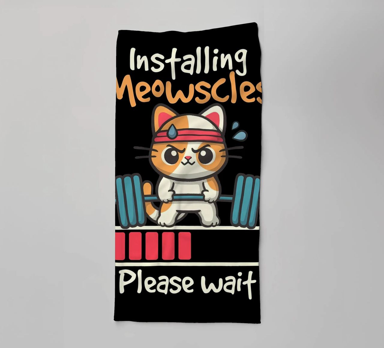 cat dumbbell headband lifting weights exercise sweat loading towel by Ashish Kashyap