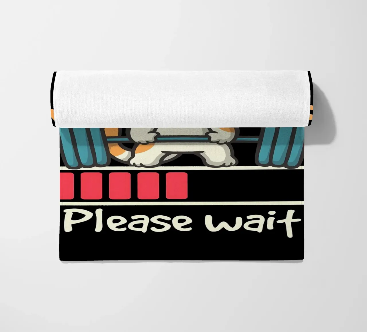 cat dumbbell headband lifting weights exercise sweat loading beach towel by Ashish Kashyap