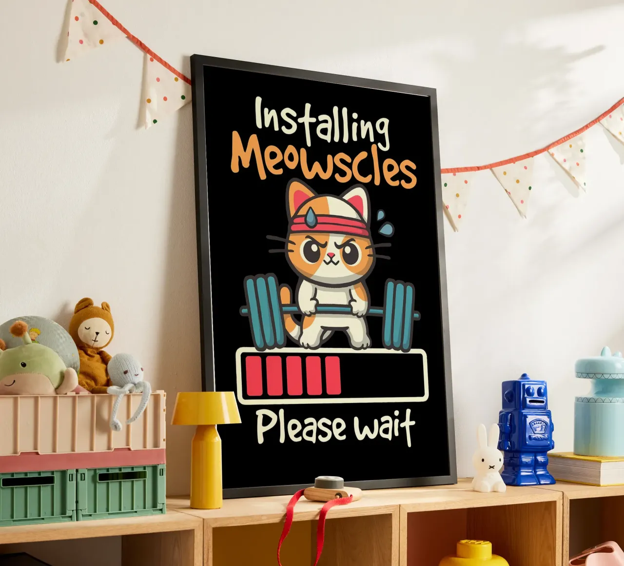 cat dumbbell headband lifting weights exercise sweat loading hahnemühle by Ashish Kashyap