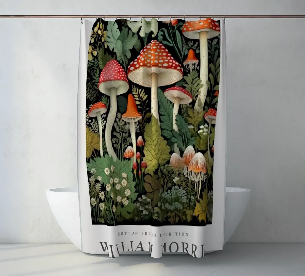 funghi rossi piante forestali william morris tenda da doccia da komo store