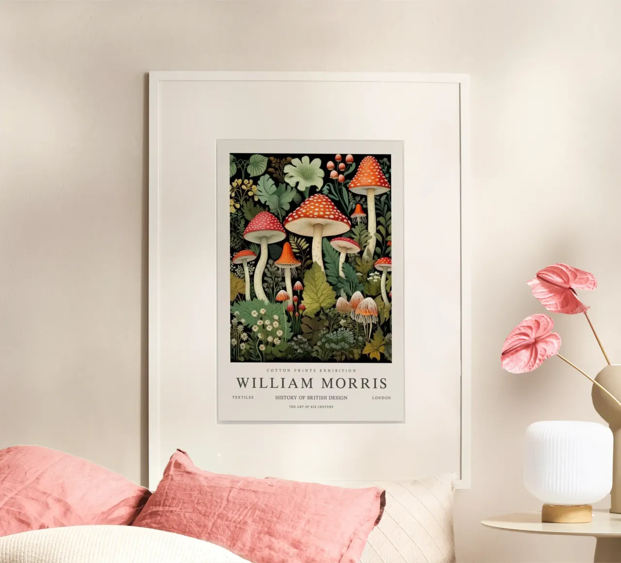 funghi rossi piante forestali william morris poster con telaio in legno da komo store