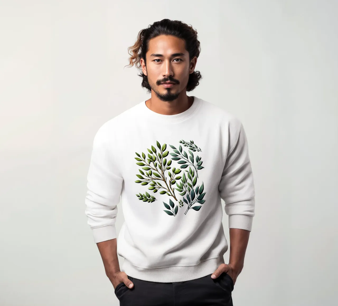 Stampa botanica di rami verde e nero felpa da SilverPegasus