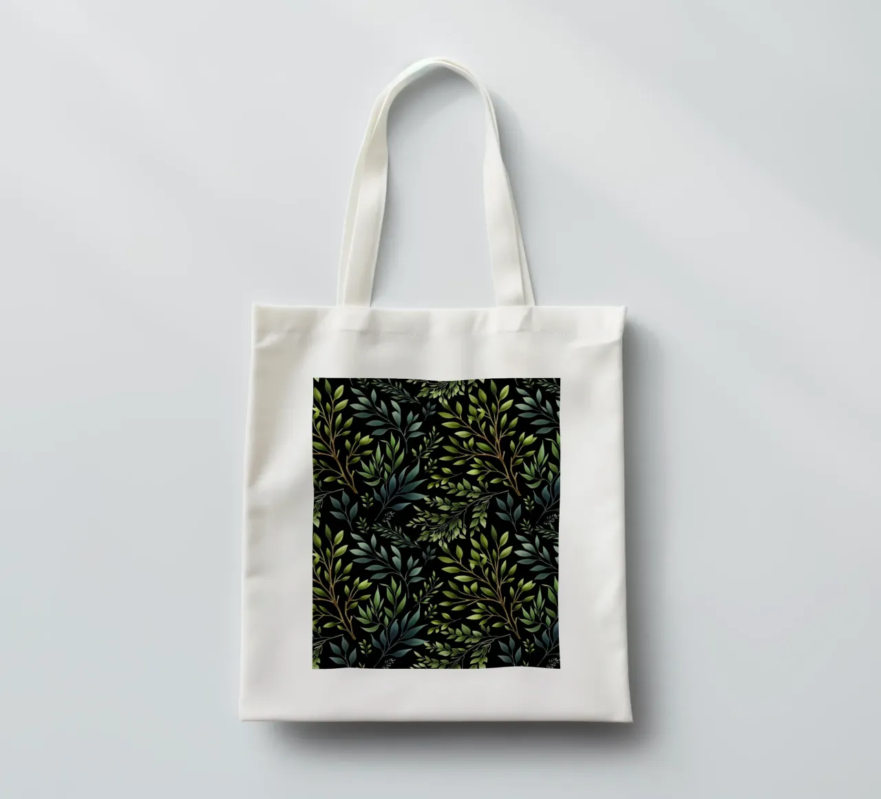 Branches Botanical Print Green and Black tote bag by SilverPegasus