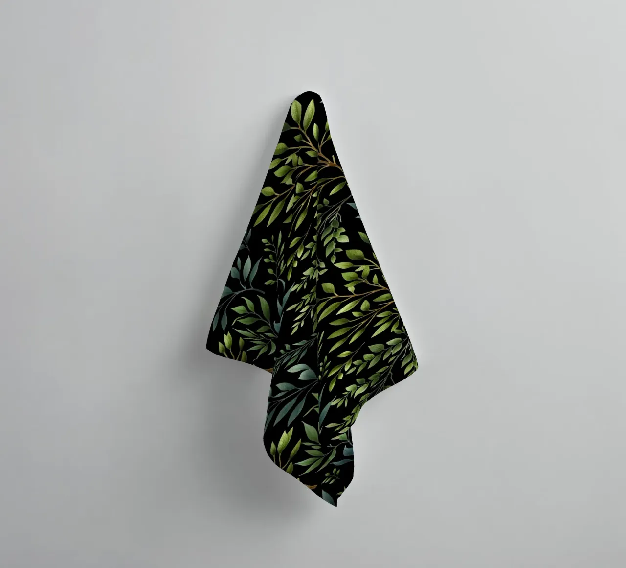 Branches Botanical Print Green and Black towel by SilverPegasus