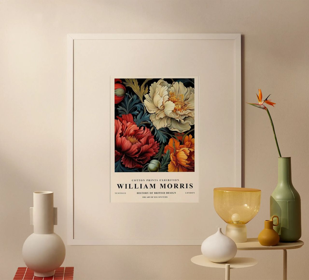 dekorative kunst rote und weiße rosen william morris Poster von komo store