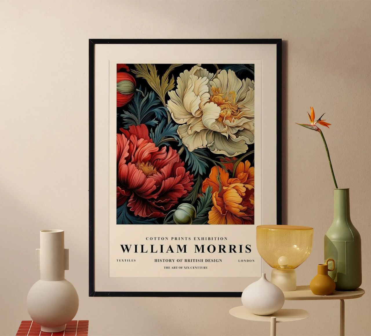 dekorative kunst rote und weiße rosen william morris Poster von komo store