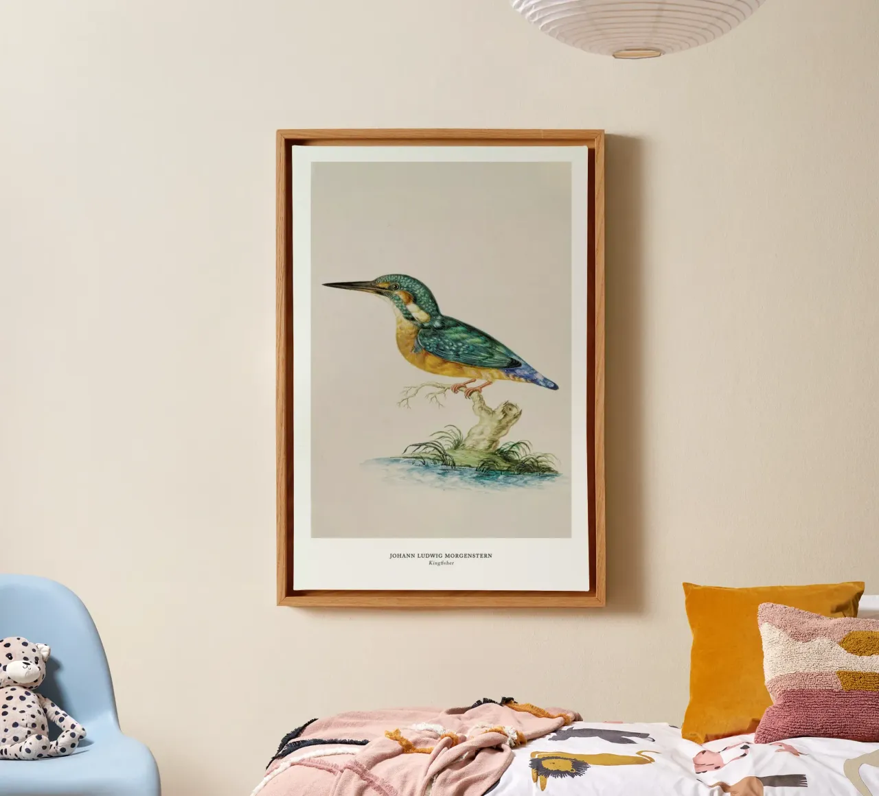 Johann Ludwig Morgenstern - Kingfisher Leinwand mit Schattenfugenrahmen von ARTOTHEK