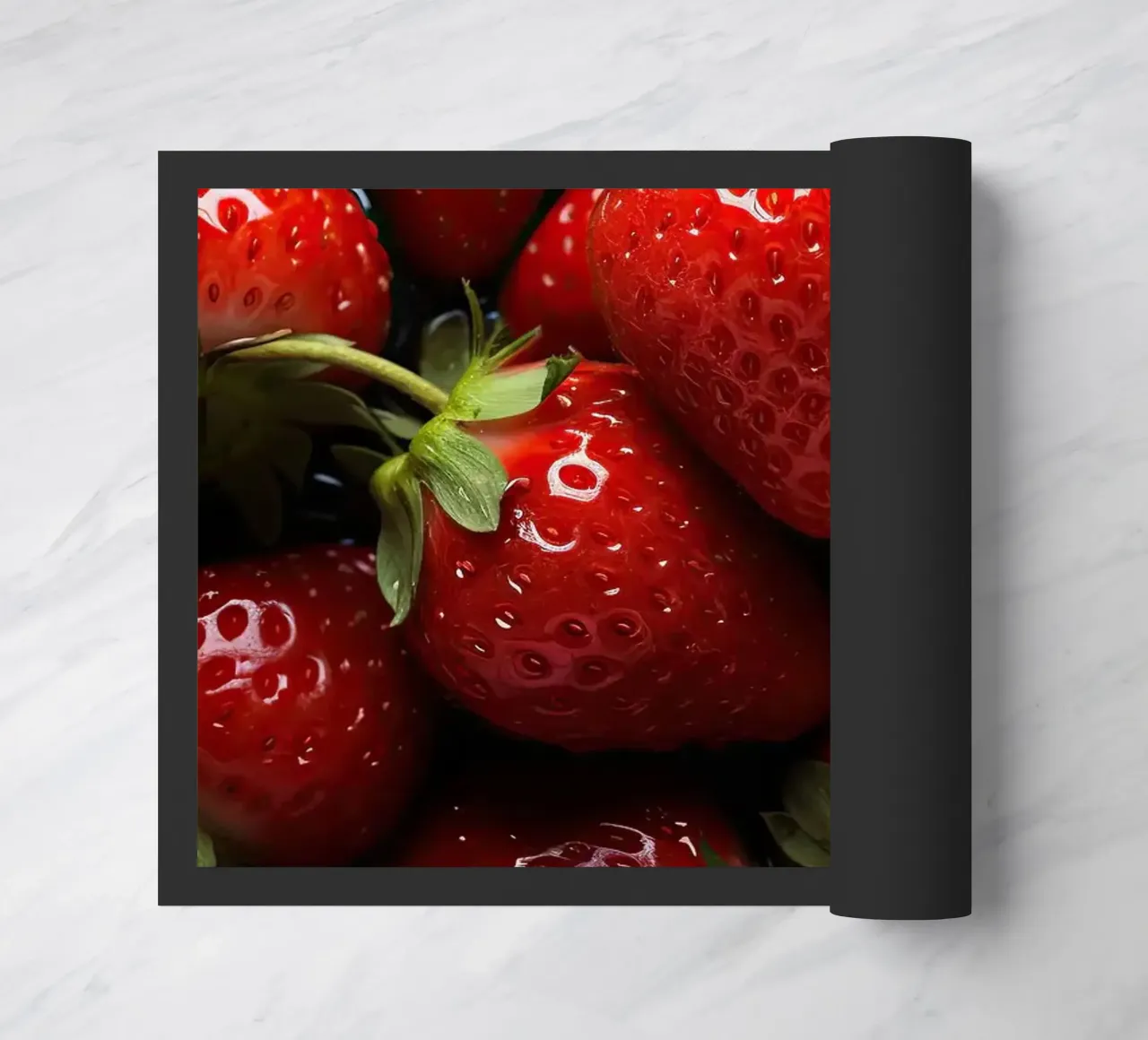 fragole frutta rossa bacche fresche e succose mature foglie verdi zerbino da Luke Yaeger