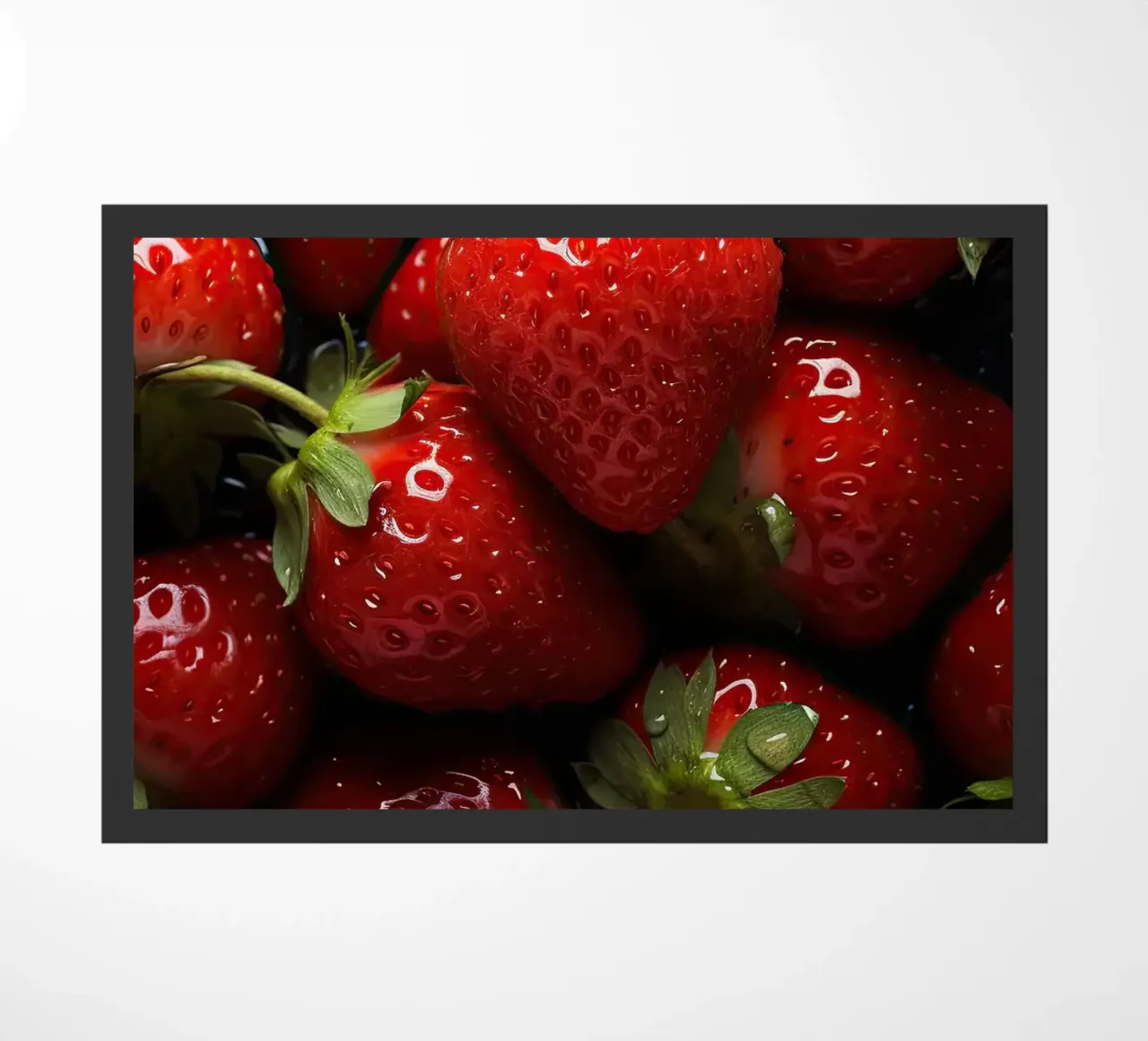 fragole frutta rossa bacche fresche e succose mature foglie verdi zerbino da Luke Yaeger
