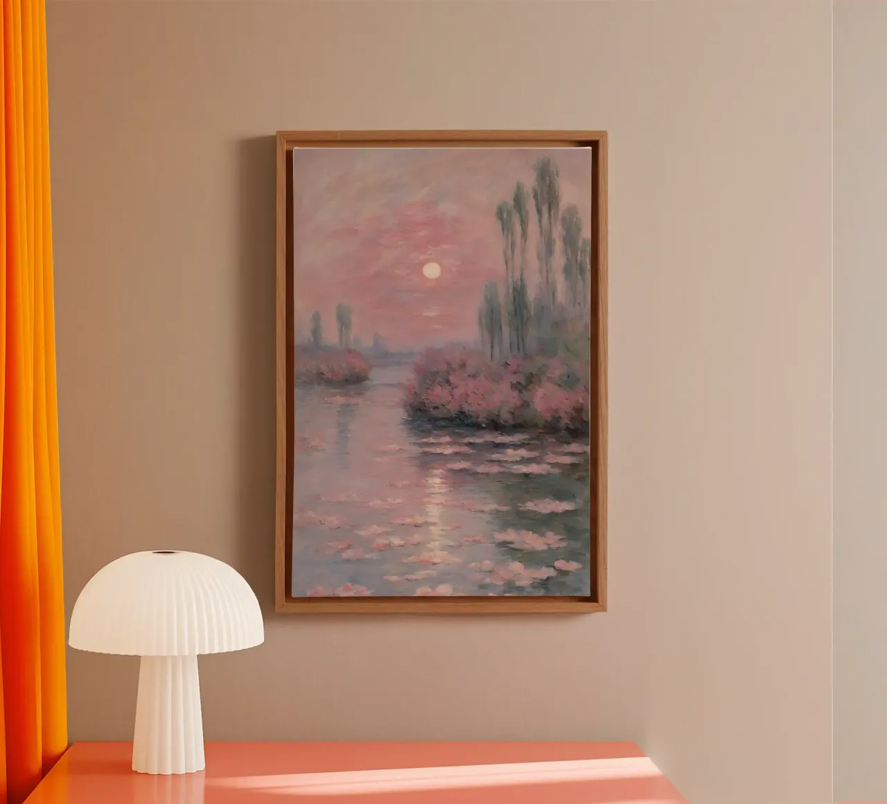 rust zonsondergang kunst claude monet canvas met Baklijst van belong shop