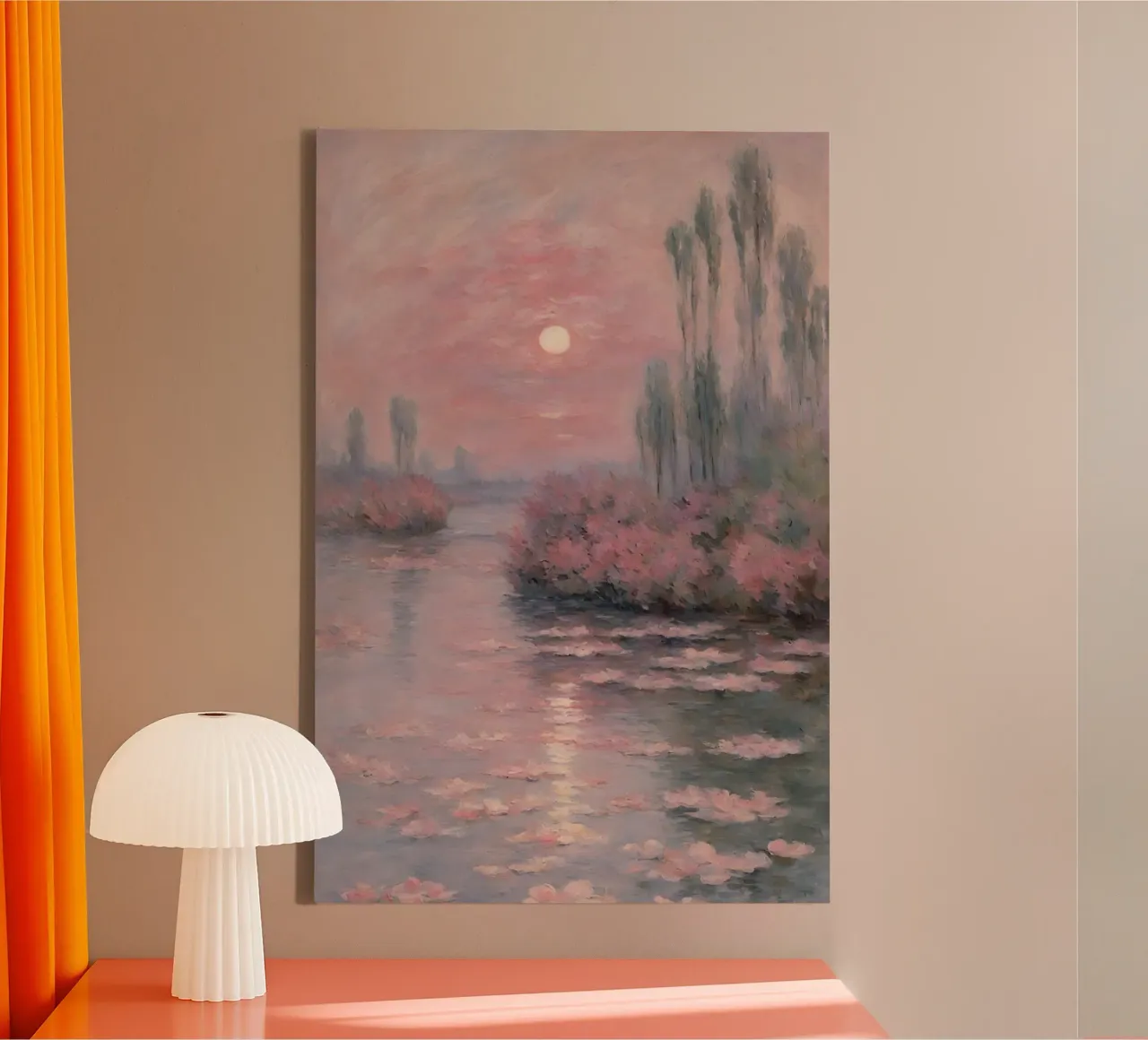 rust zonsondergang kunst claude monet canvas met Baklijst van belong shop