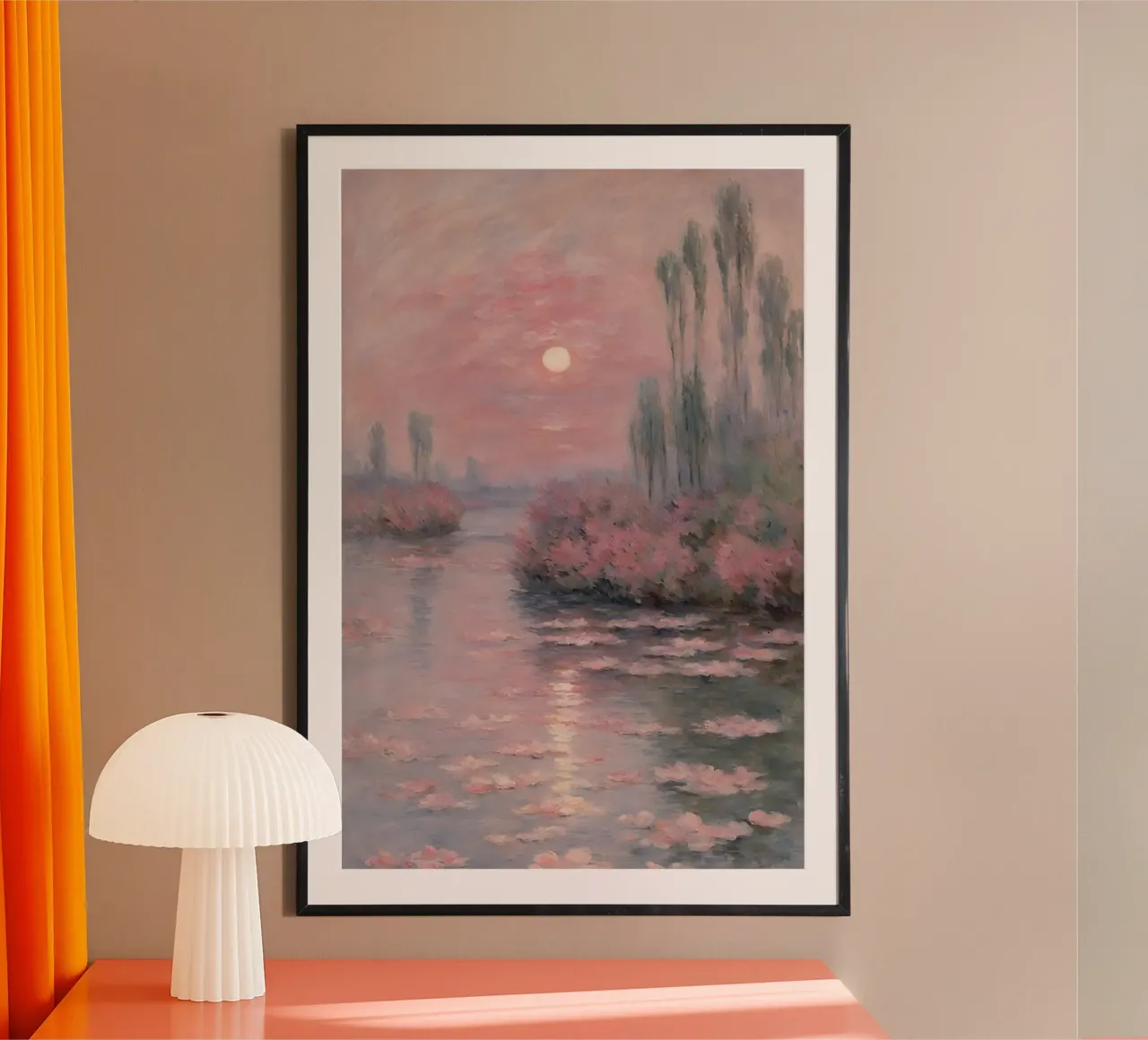 rust zonsondergang kunst claude monet poster met kunststof frame van belong shop