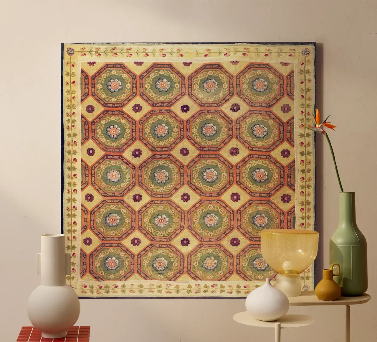 French Aubusson Tapestry no. 1 tela con Cornice a cassetta da apoloprints