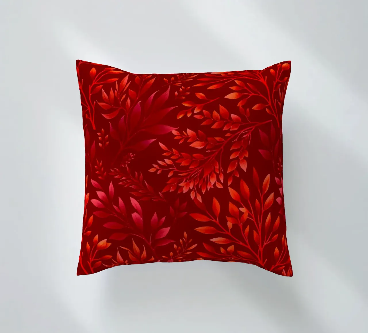 Branches Botanical Print Burgundy decorative cushion by SilverPegasus