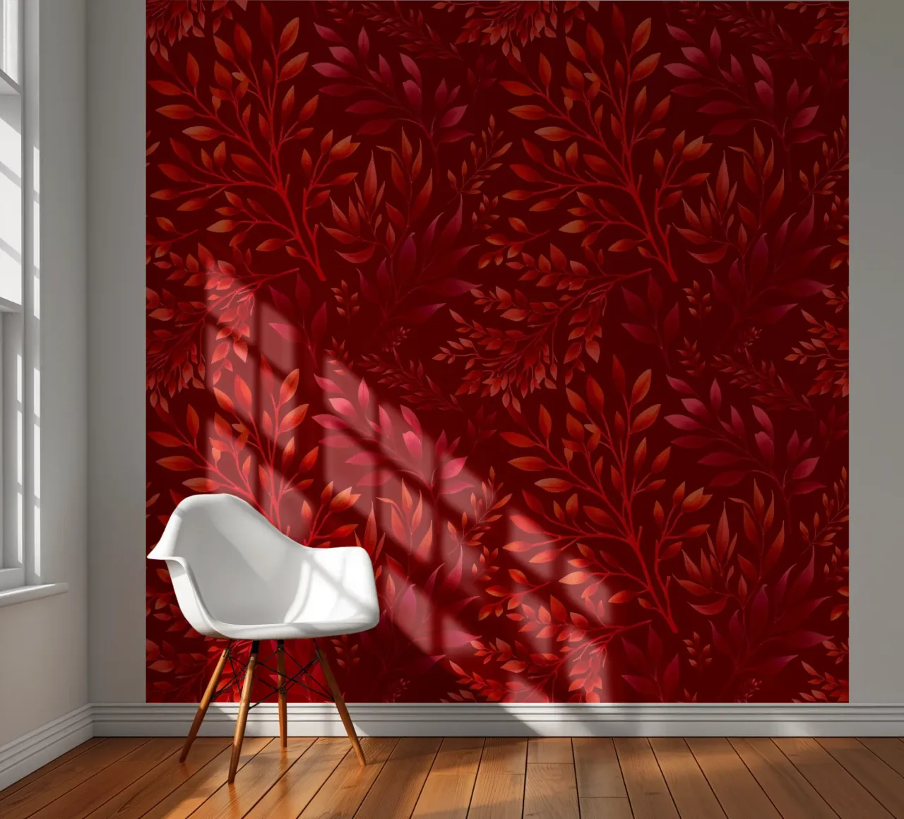 Branches Botanical Print Burgundy photo wallpaper by SilverPegasus