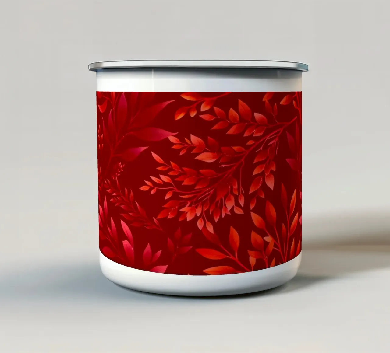 Rami con stampa botanica Borgogna tazza in smalto da SilverPegasus
