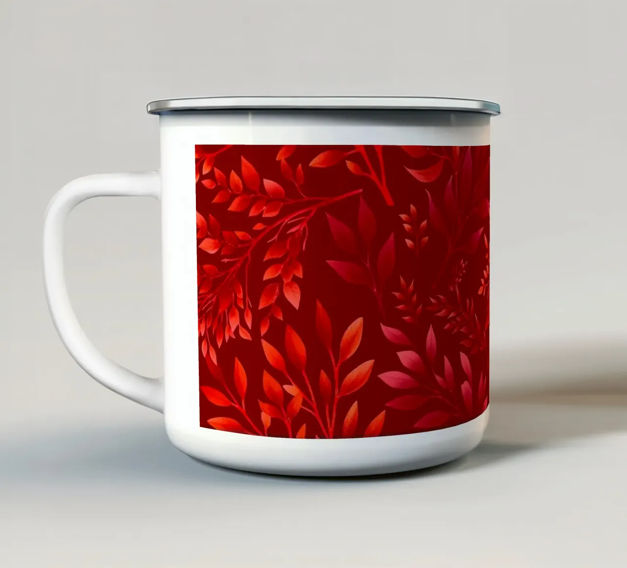 Rami con stampa botanica Borgogna tazza in smalto da SilverPegasus