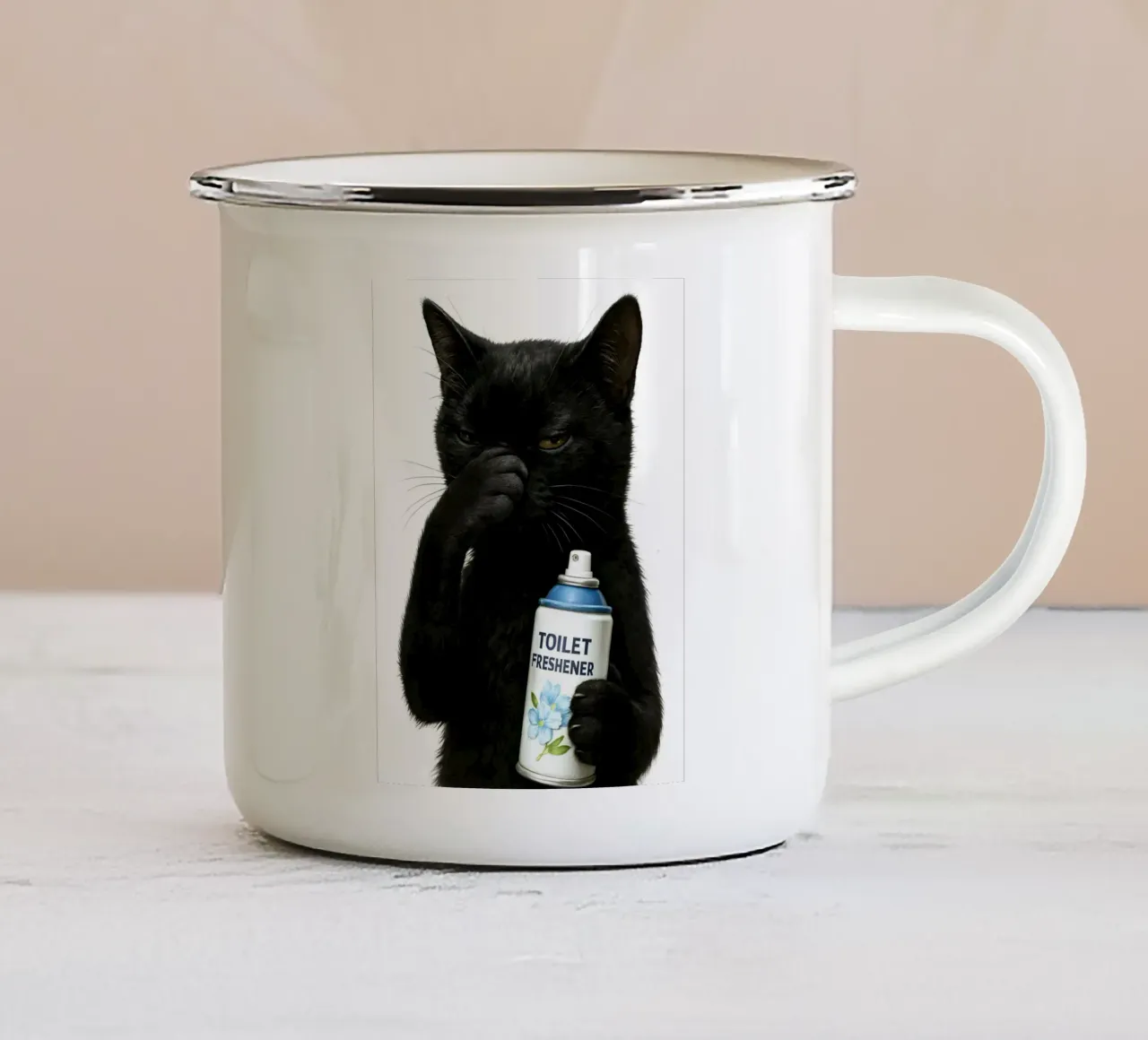 Gatto divertente per il bagno tazza in smalto da ARTOMATIC