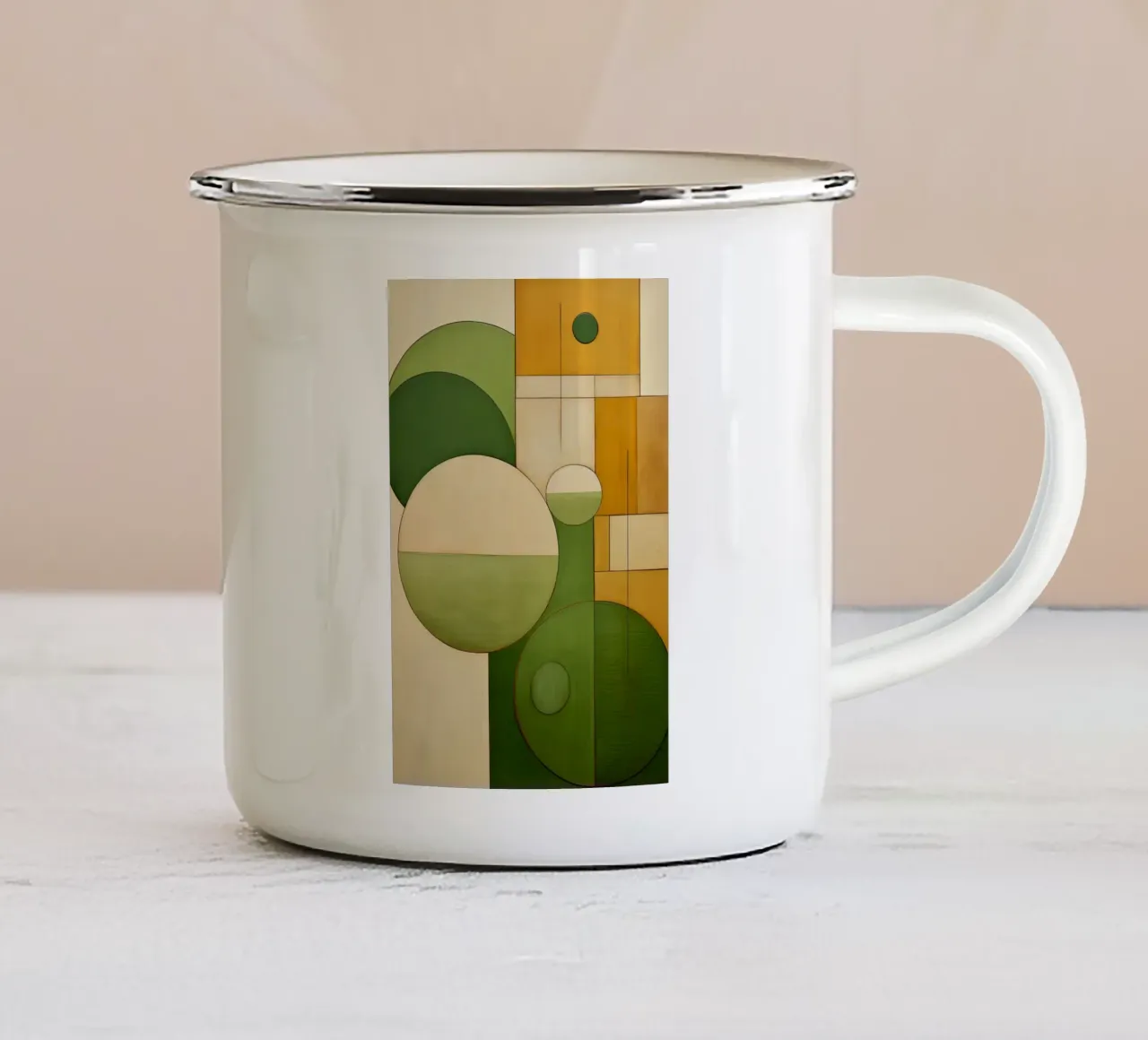 Forme astratte in colori verdi tazza in smalto da Imagine