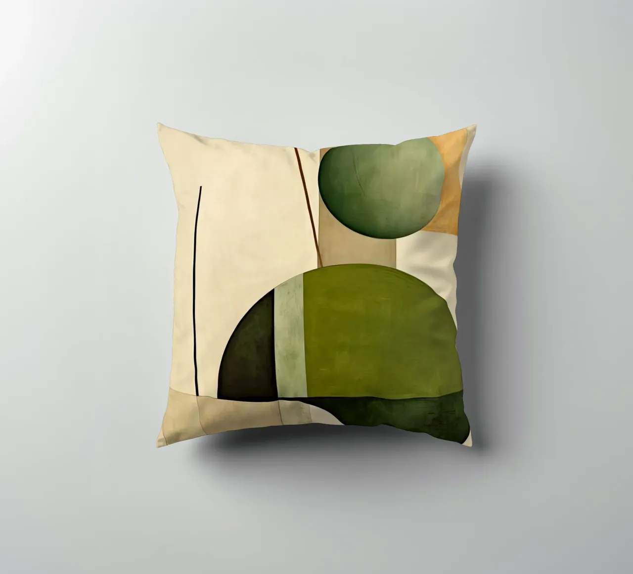 Forme astratte con verde e marrone cuscino da Imagine