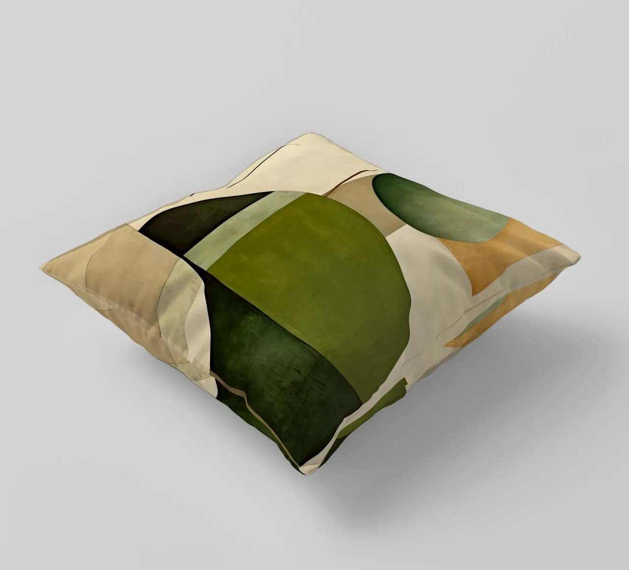 Forme astratte con verde e marrone cuscino da Imagine