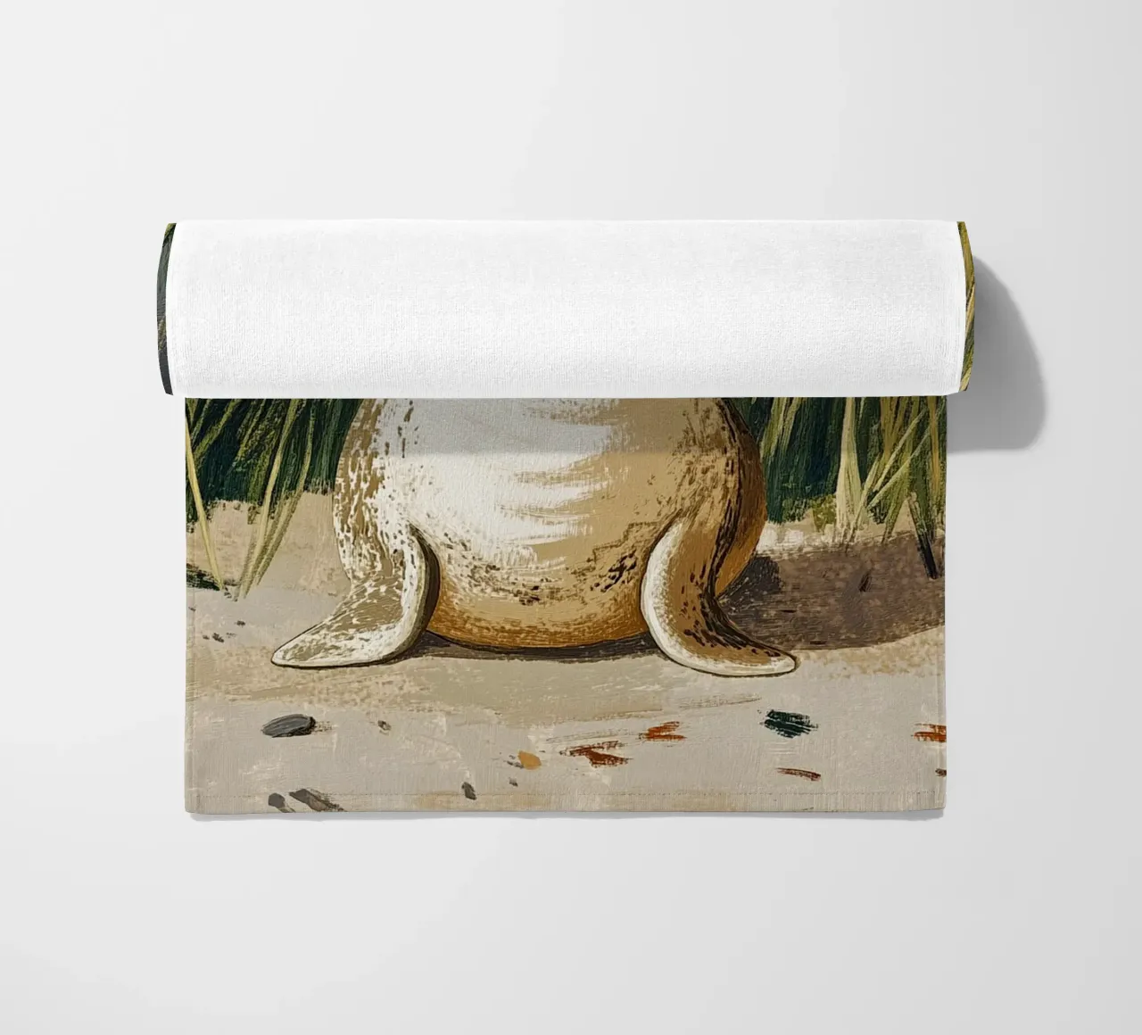 Piccola foca sulla spiaggia telo mare da Curious Canvas