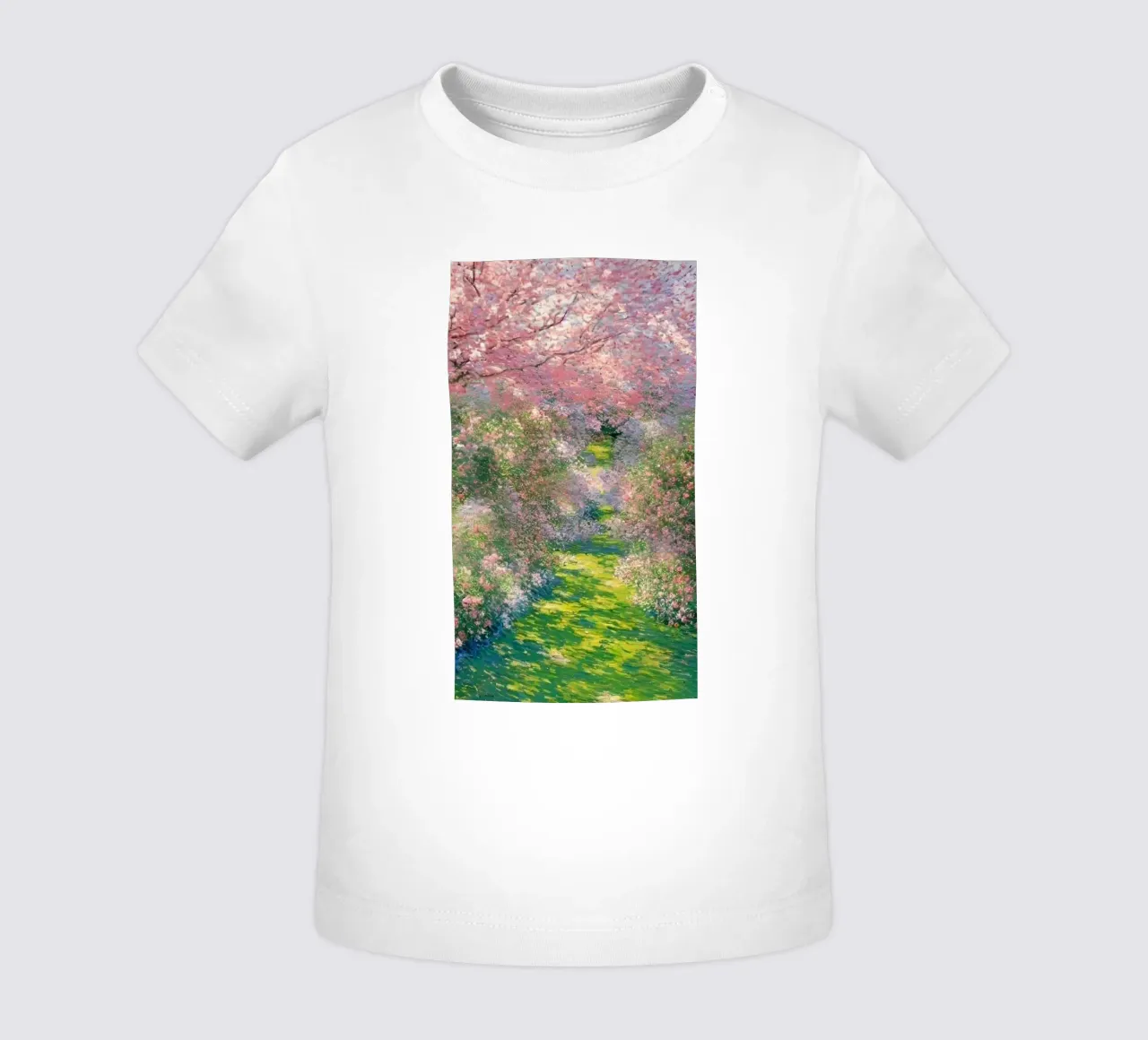 albero dai folti fiori rosa claude monet maglietta neonato da belong shop