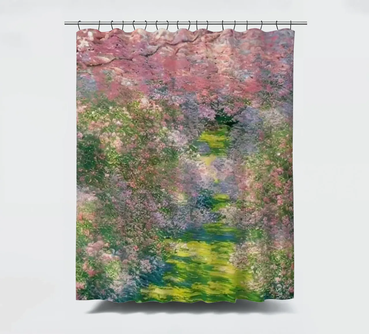 albero dai folti fiori rosa claude monet tenda da doccia da belong shop