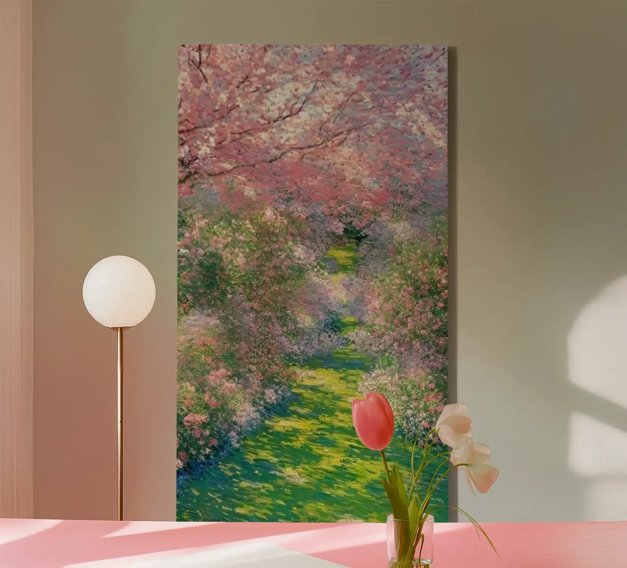 albero dai folti fiori rosa claude monet tela da belong shop