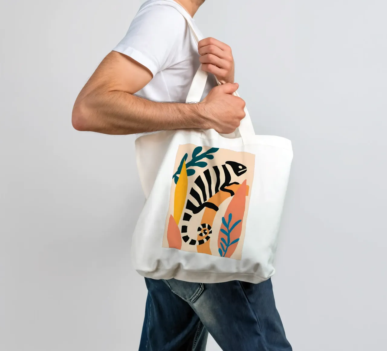 Abstract Chameleon borsa in juta da Gypsy Galleria
