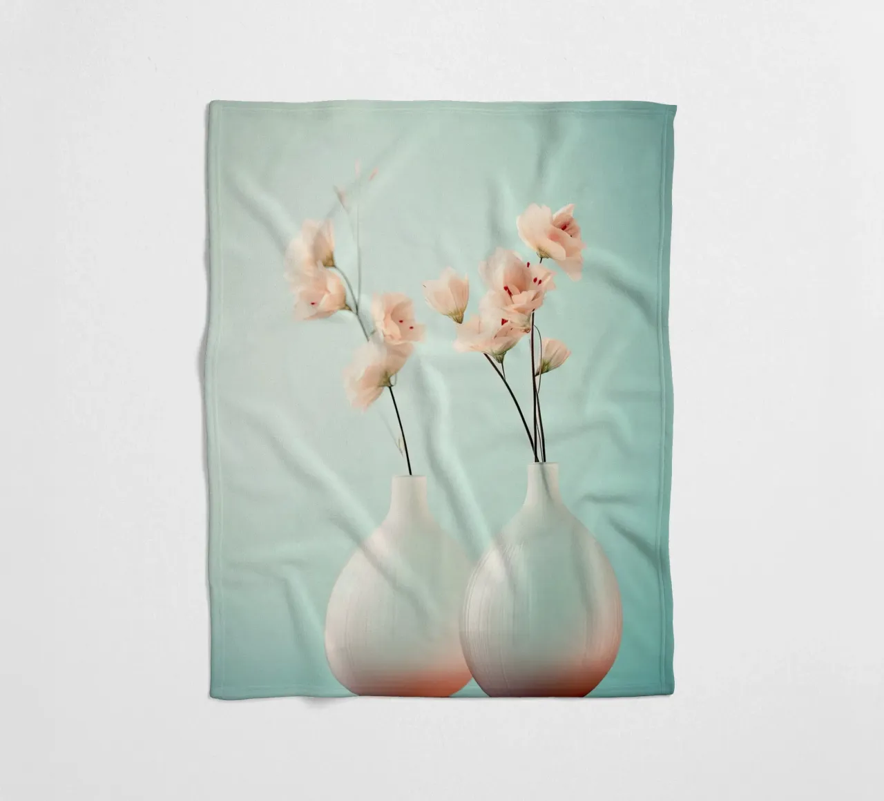 Una natura morta con sfondo blu coperta in pile da Imagine