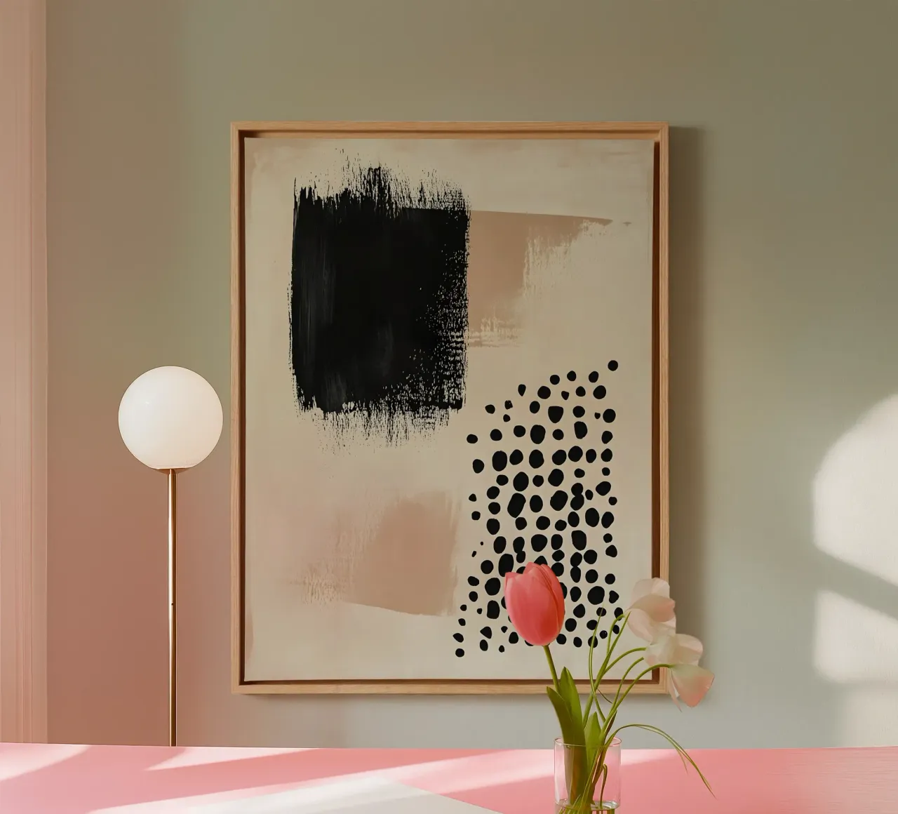 Black and Beige Abstract tela con Cornice a cassetta da Gypsy Galleria
